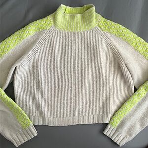 Women's Cream and Neon Green Sweater